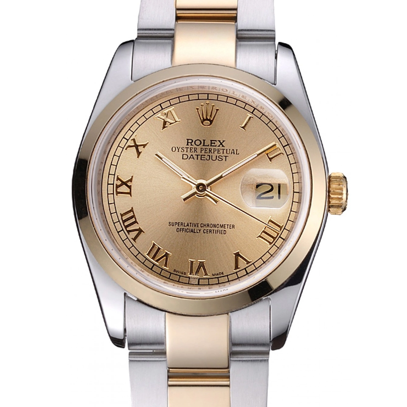 Aaa fake watches Case Gold Steel And Rolex Gold Stainless Dial 622265 Datejust 0801